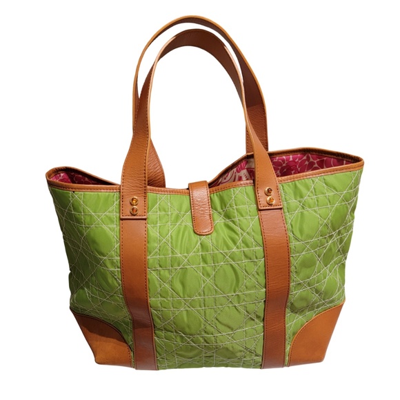 Lilly Pulitzer Quilted Lime Green Canvas Tote Off The Wagon Medium Shoulder Bag - Picture 2 of 10